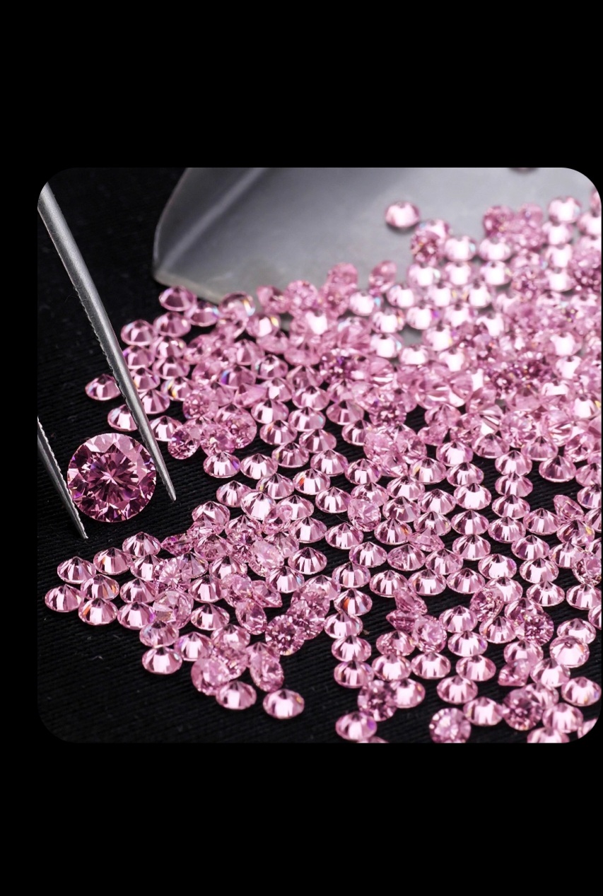 Fancy Vivid Pink lab-grown melee diamonds