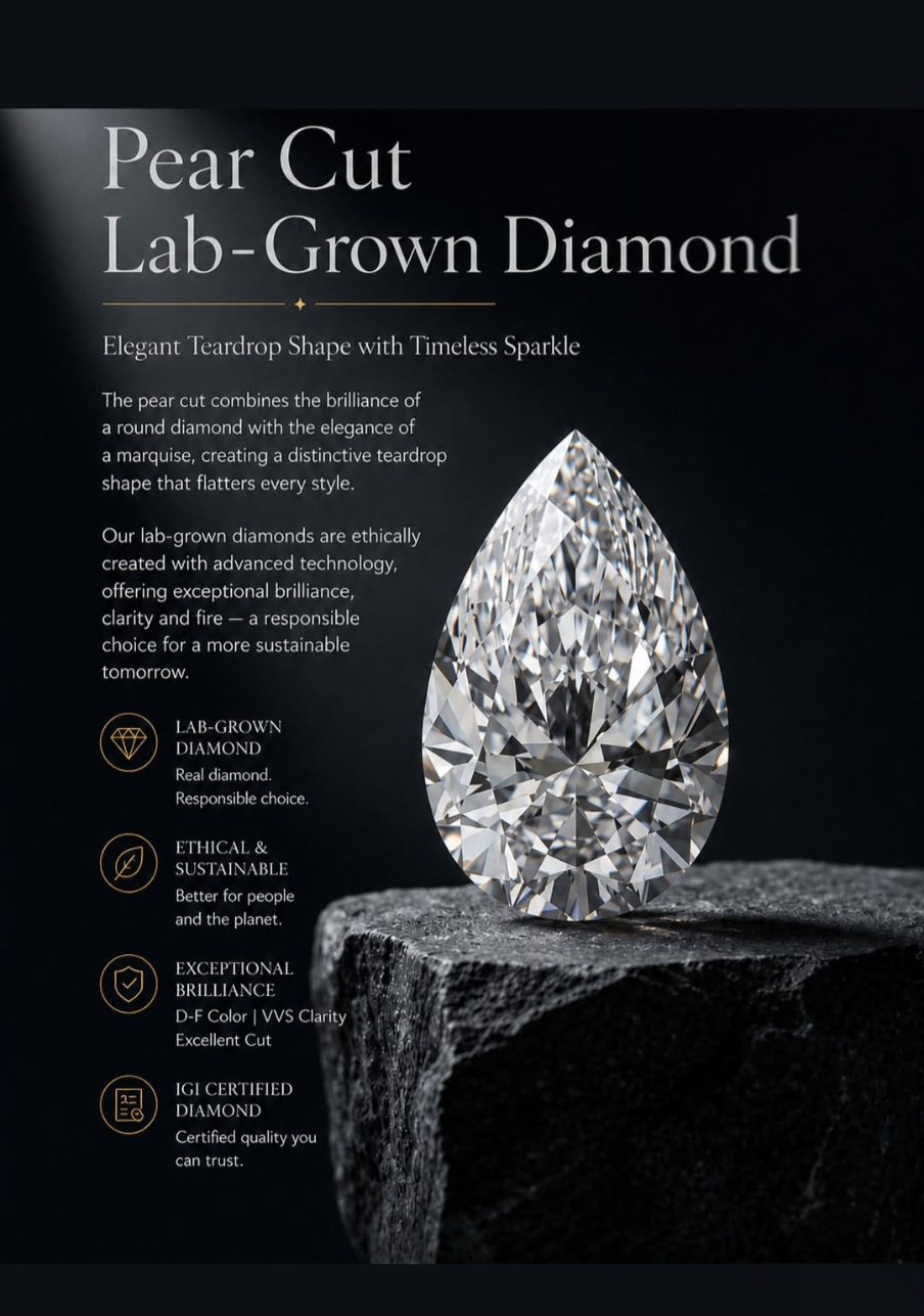 Pear cut lab-grown diamond — editorial plate