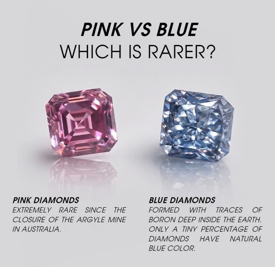 Rare fancy-color diamonds — pink and blue